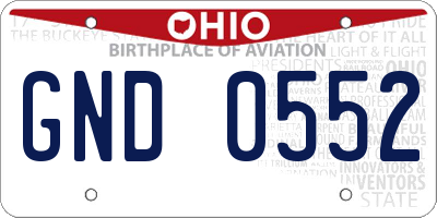 OH license plate GND0552