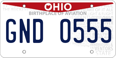 OH license plate GND0555
