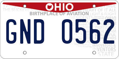 OH license plate GND0562