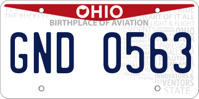 OH license plate GND0563