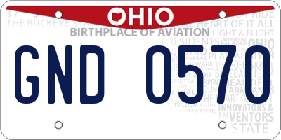 OH license plate GND0570