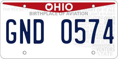 OH license plate GND0574
