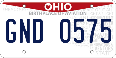 OH license plate GND0575