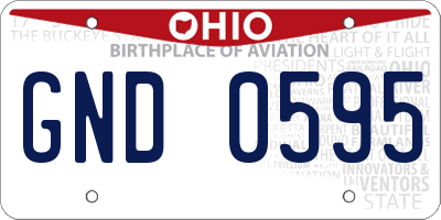 OH license plate GND0595