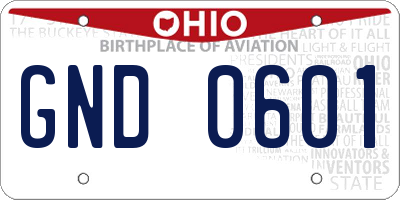 OH license plate GND0601