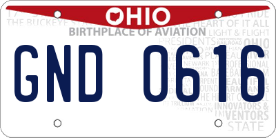 OH license plate GND0616