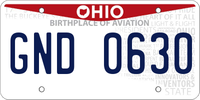OH license plate GND0630
