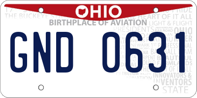 OH license plate GND0631