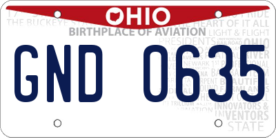 OH license plate GND0635