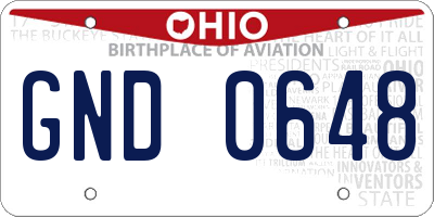 OH license plate GND0648