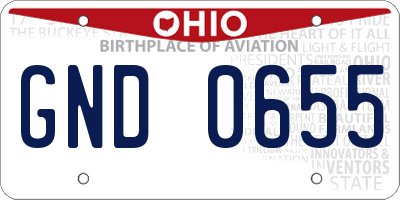 OH license plate GND0655