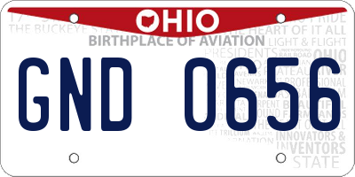 OH license plate GND0656