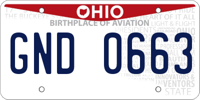 OH license plate GND0663
