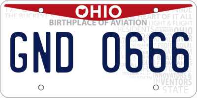 OH license plate GND0666
