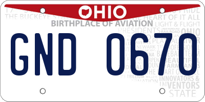 OH license plate GND0670