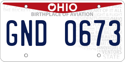 OH license plate GND0673