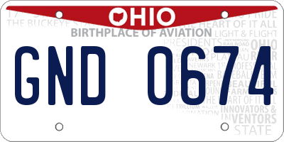OH license plate GND0674