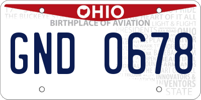 OH license plate GND0678