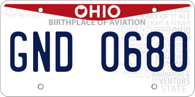 OH license plate GND0680