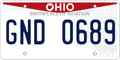 OH license plate GND0689