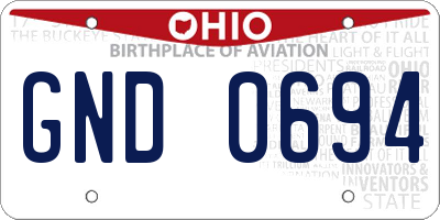OH license plate GND0694