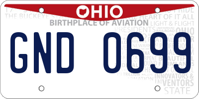 OH license plate GND0699