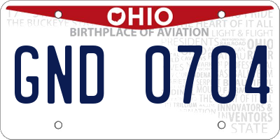 OH license plate GND0704