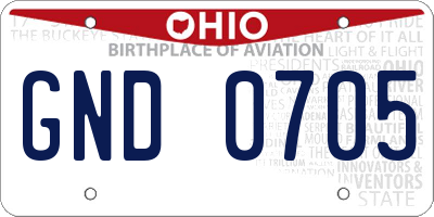 OH license plate GND0705
