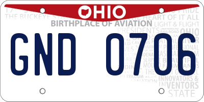 OH license plate GND0706