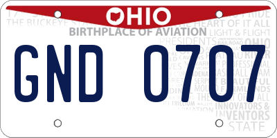 OH license plate GND0707