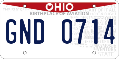 OH license plate GND0714