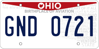 OH license plate GND0721