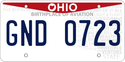 OH license plate GND0723