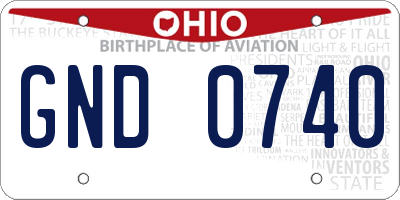 OH license plate GND0740