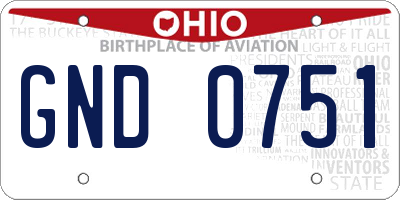 OH license plate GND0751