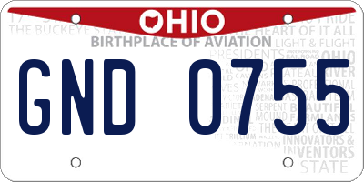 OH license plate GND0755