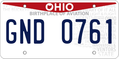 OH license plate GND0761