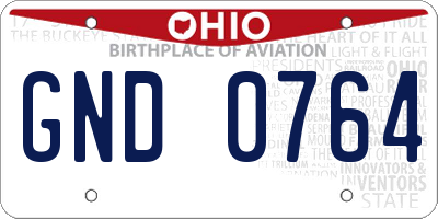 OH license plate GND0764