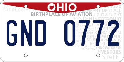 OH license plate GND0772