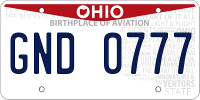 OH license plate GND0777
