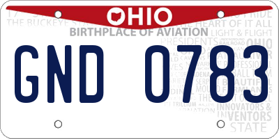 OH license plate GND0783