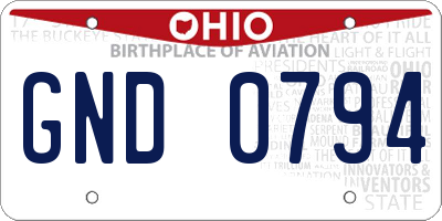 OH license plate GND0794