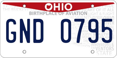 OH license plate GND0795