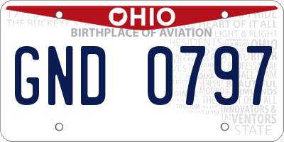 OH license plate GND0797