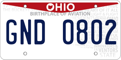 OH license plate GND0802