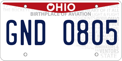 OH license plate GND0805