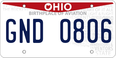 OH license plate GND0806