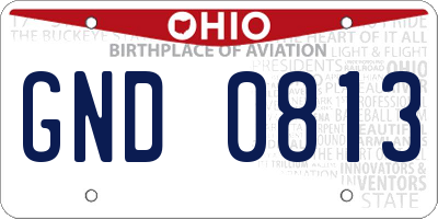 OH license plate GND0813
