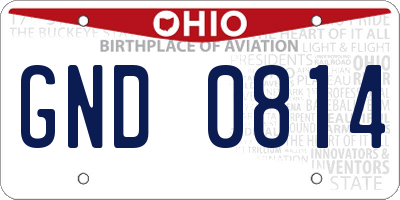 OH license plate GND0814