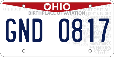 OH license plate GND0817